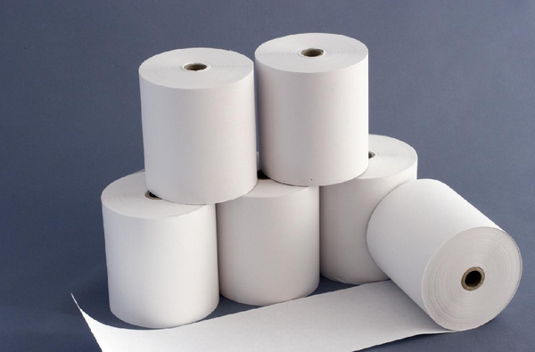 Group of white thermal till rolls